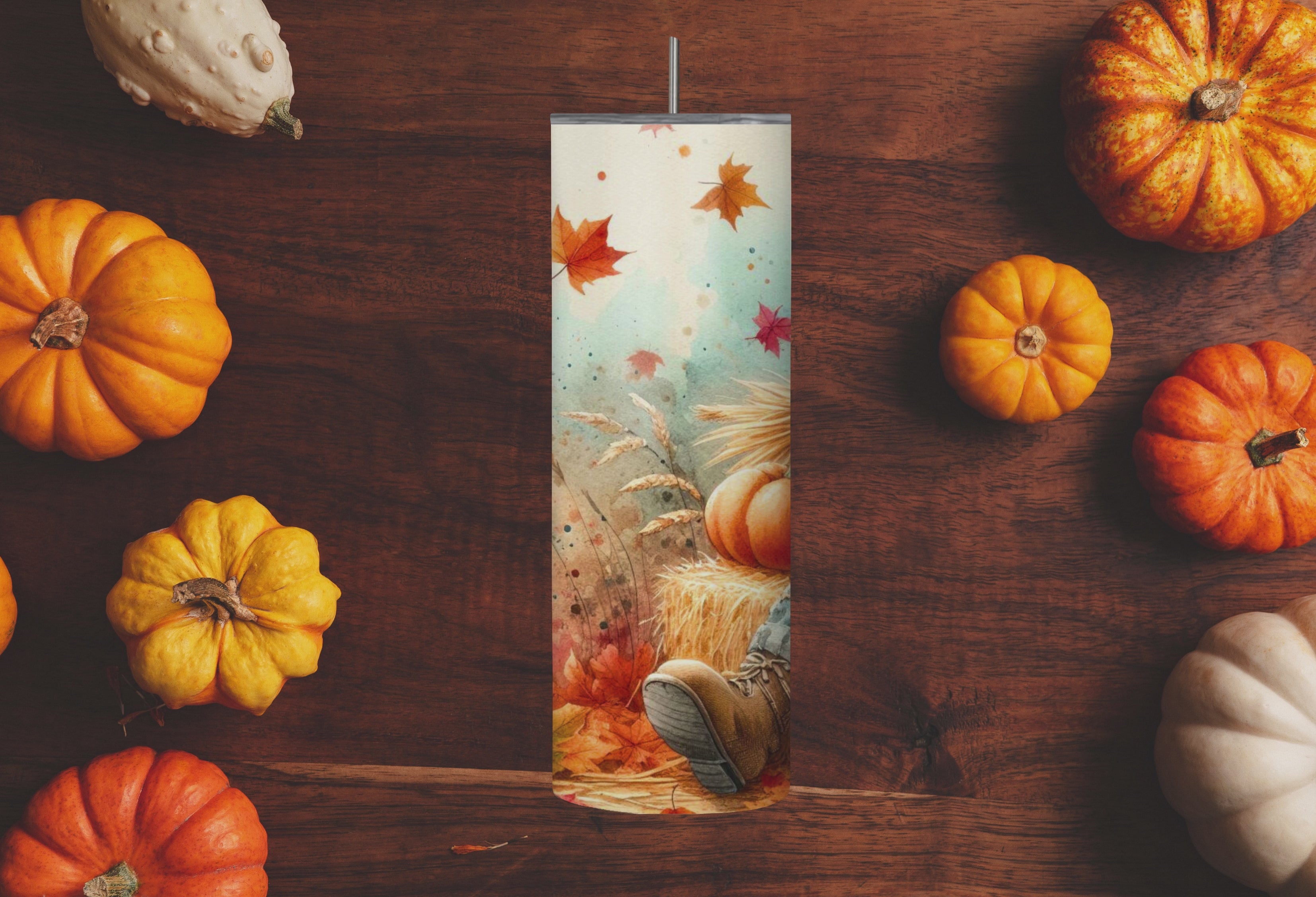 Autumn Adorable Scarecrow 20oz Stainless Steel Tumbler