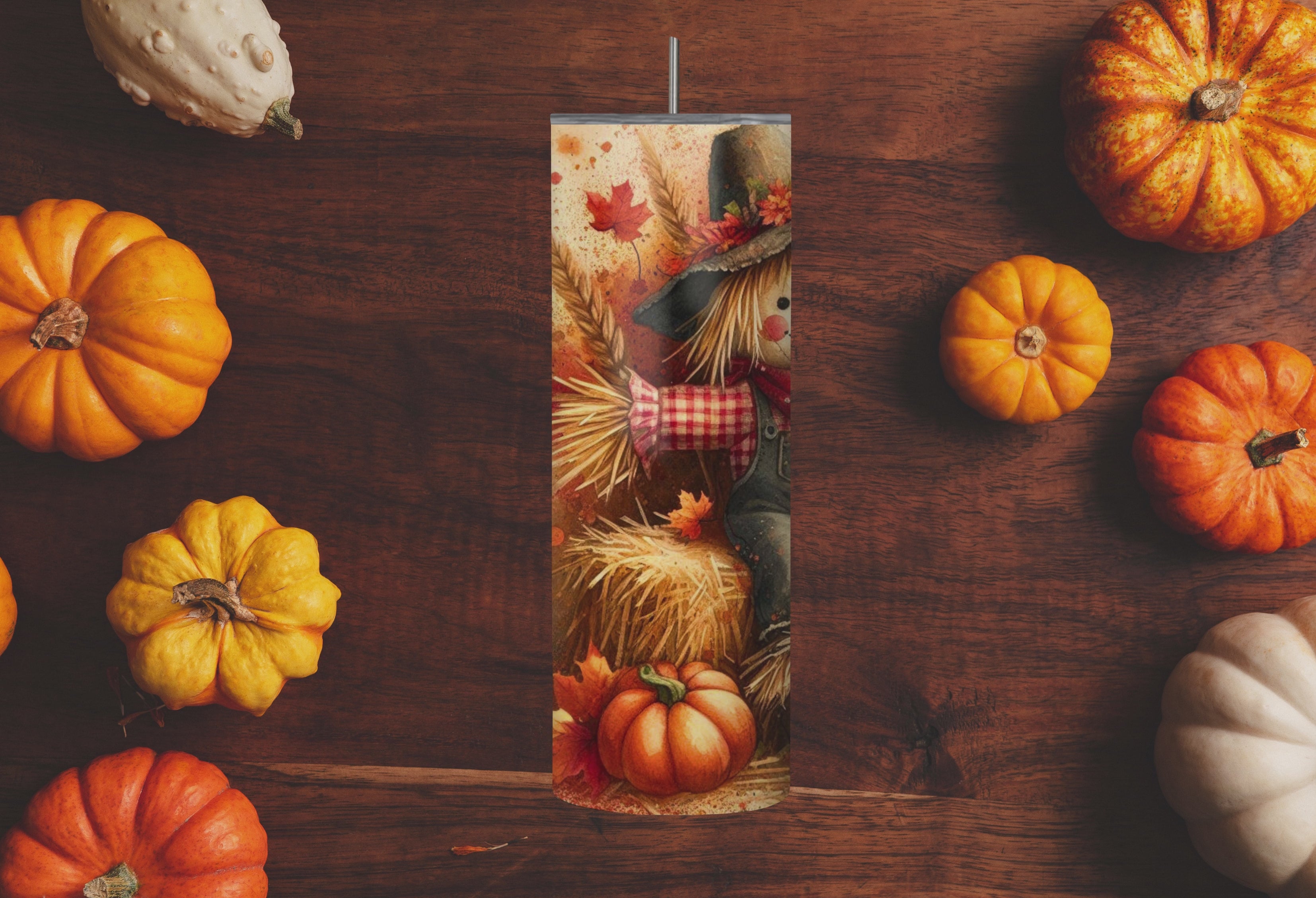 Pumpkin Patch Pal Scarecrow 20oz Stainless Steel Tumbler