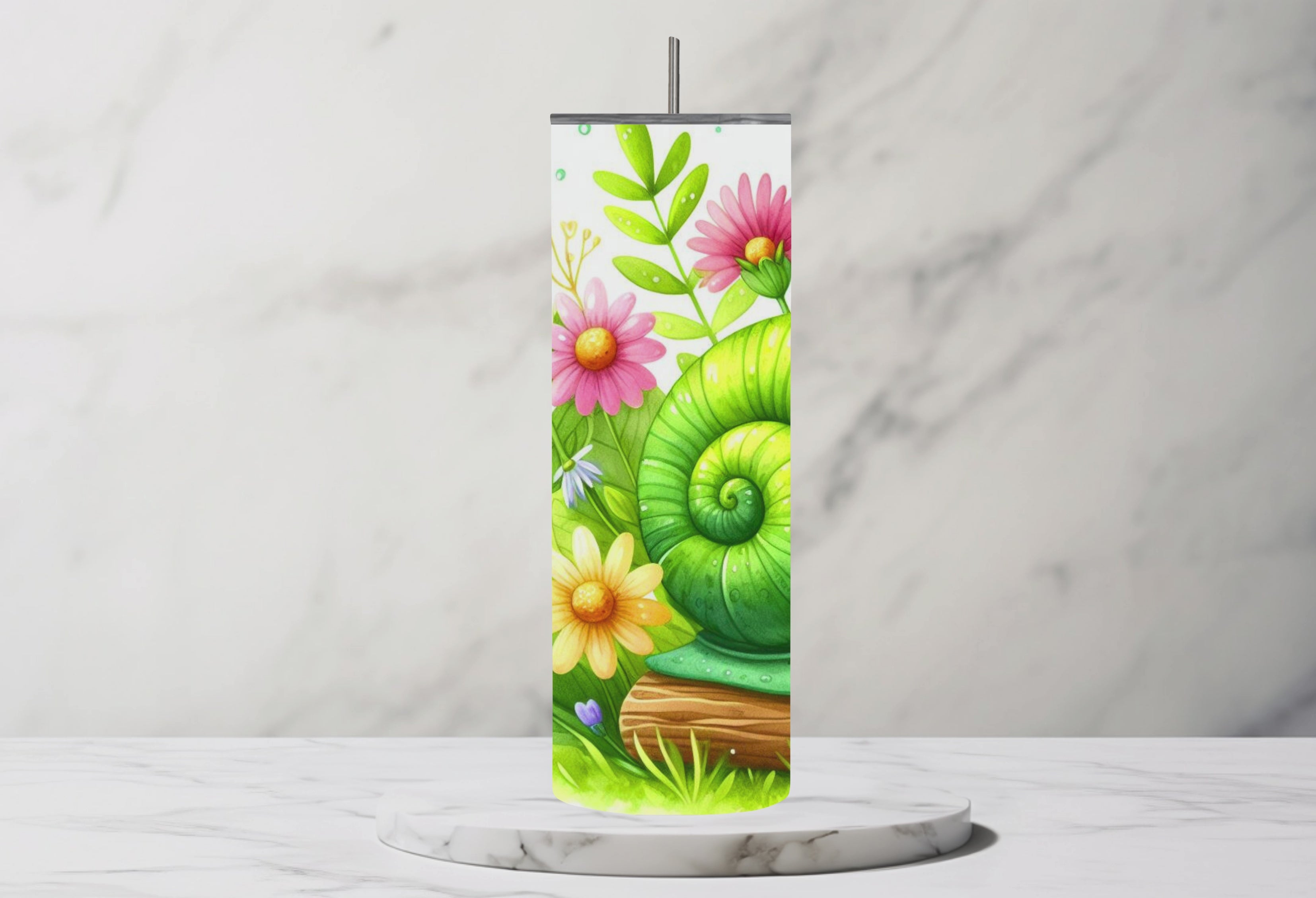 Cute Cartoon Snail 20oz Steel Tumbler