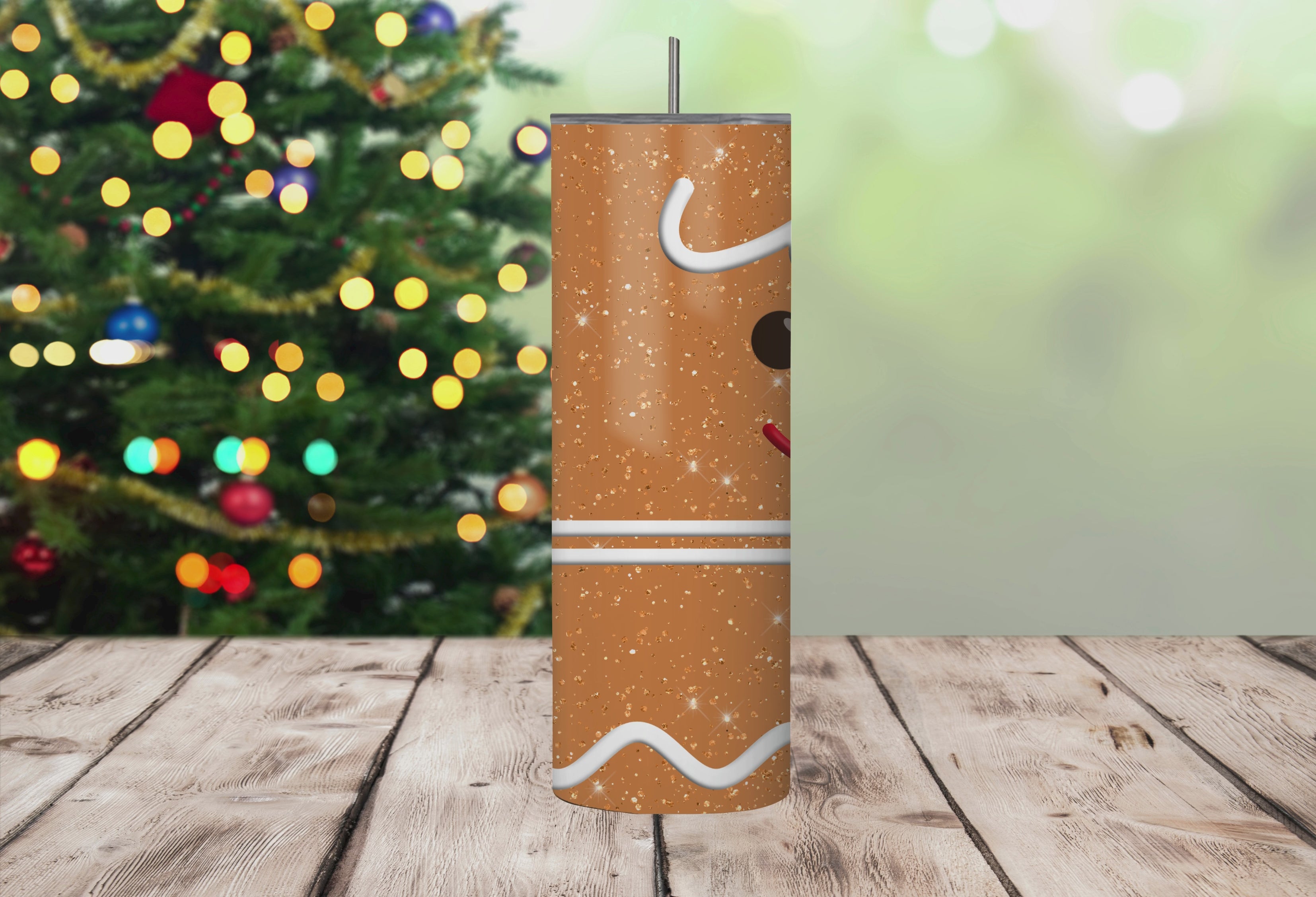 Gingerbread Glitter 20oz Stainless Steel Tumbler