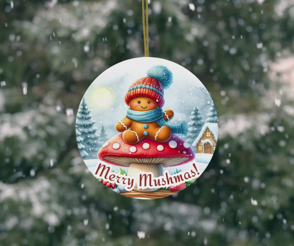 Merry Mushmas Ceramic Christmas Ornament