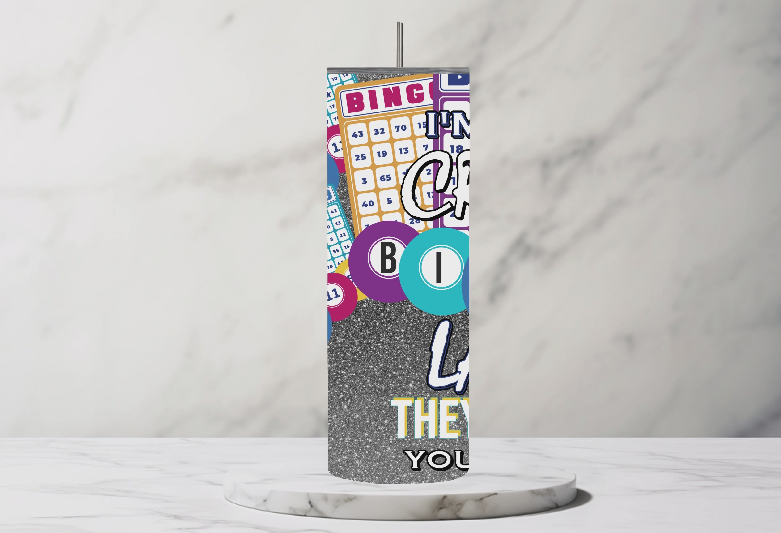 Crazy Bingo Lady 20oz Steel Tumbler