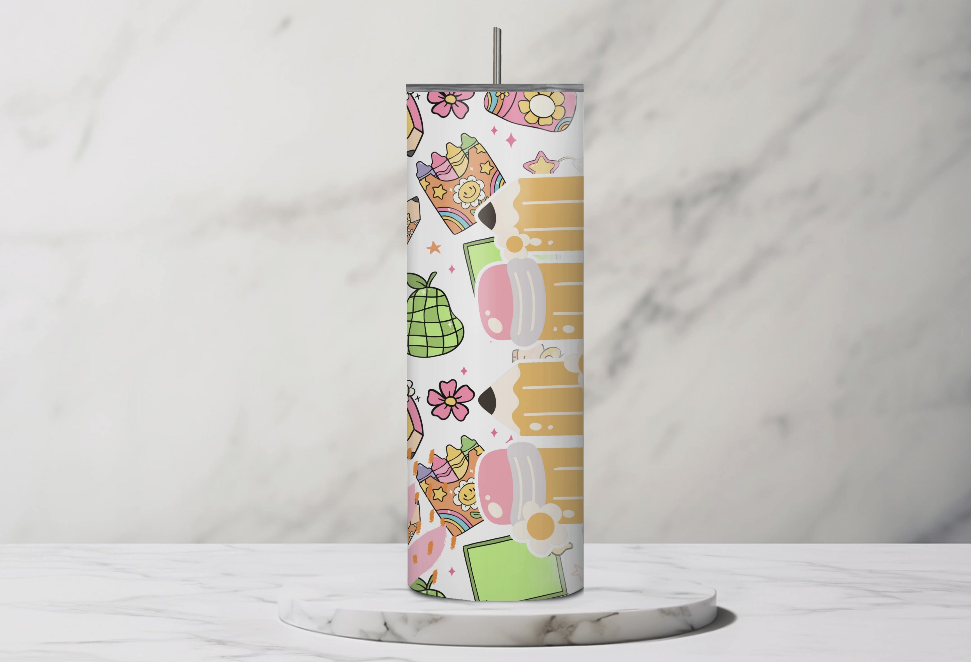 Custom Retro Vibes Teacher 20oz Stainless Steel Tumbler