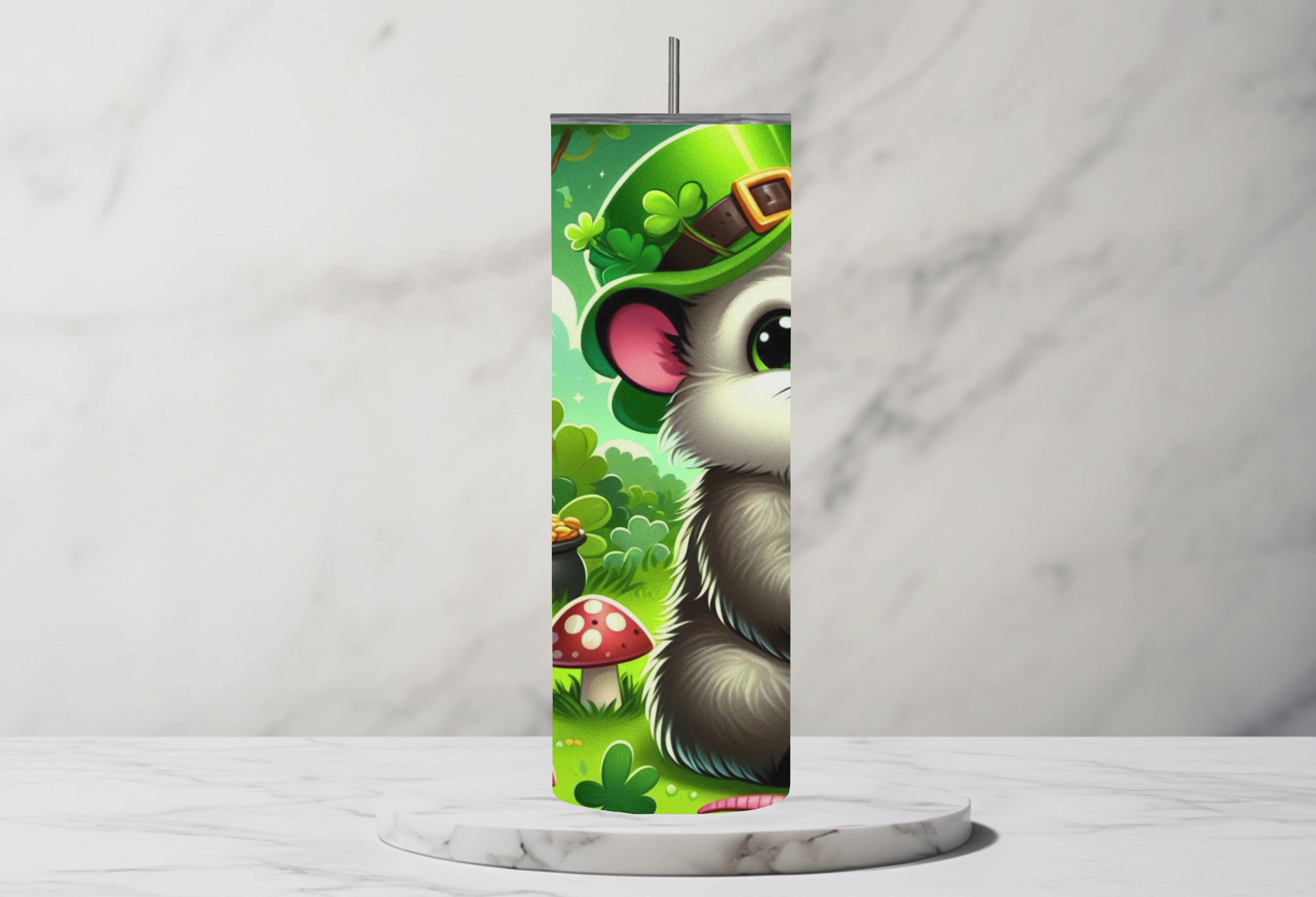 Happy Saint Patrick's Day Opossum 20oz Steel Tumbler